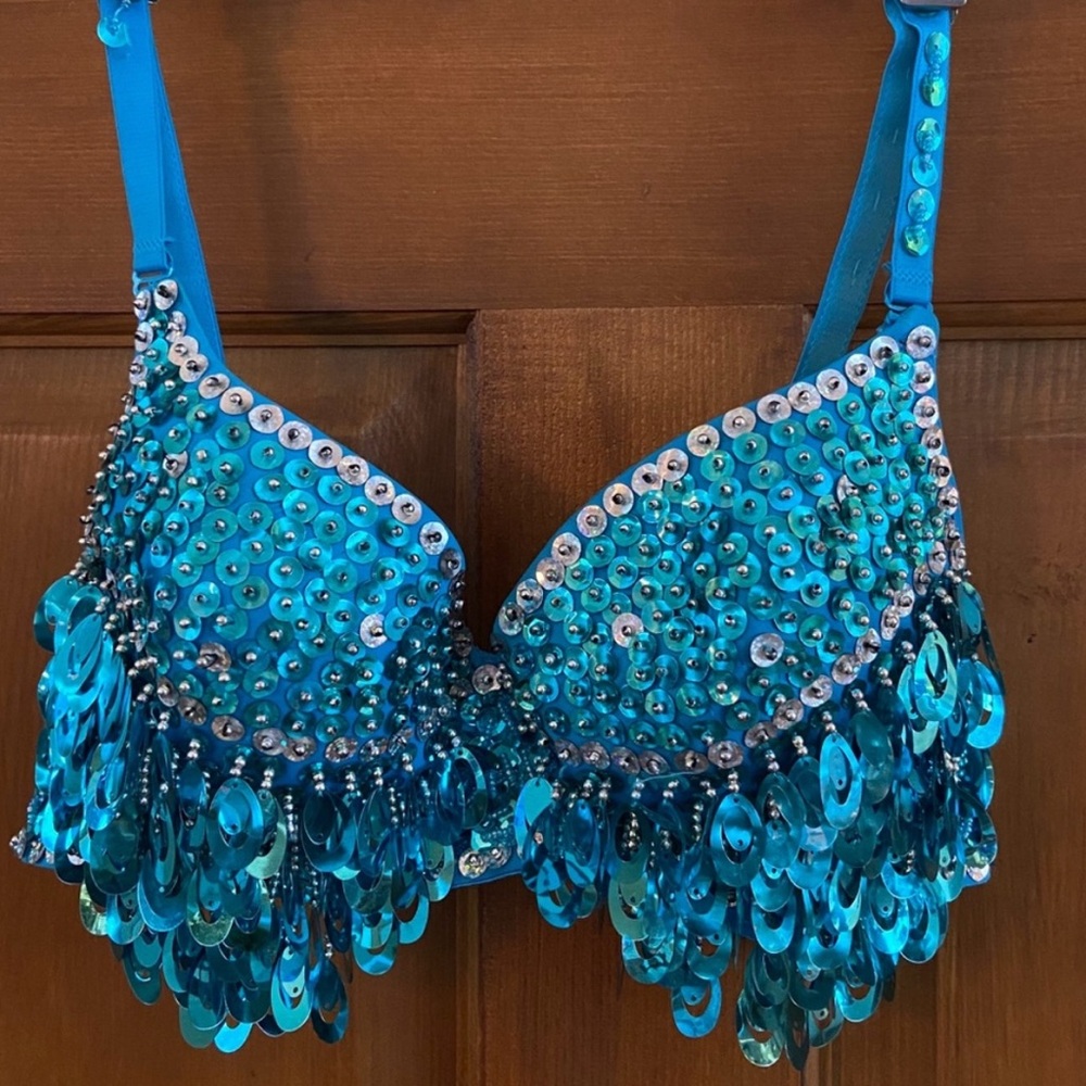 Sequin Embellished Blue Bra, Aladdin Jasmin, Burning Man
